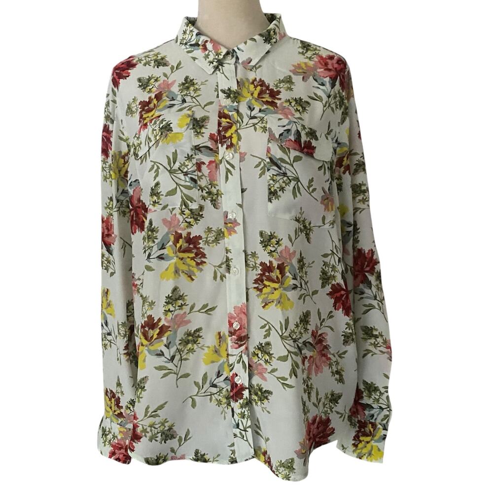 Lucky Brand Women's Lon Sleeve Button Front Classic Utility Shirt Size Large